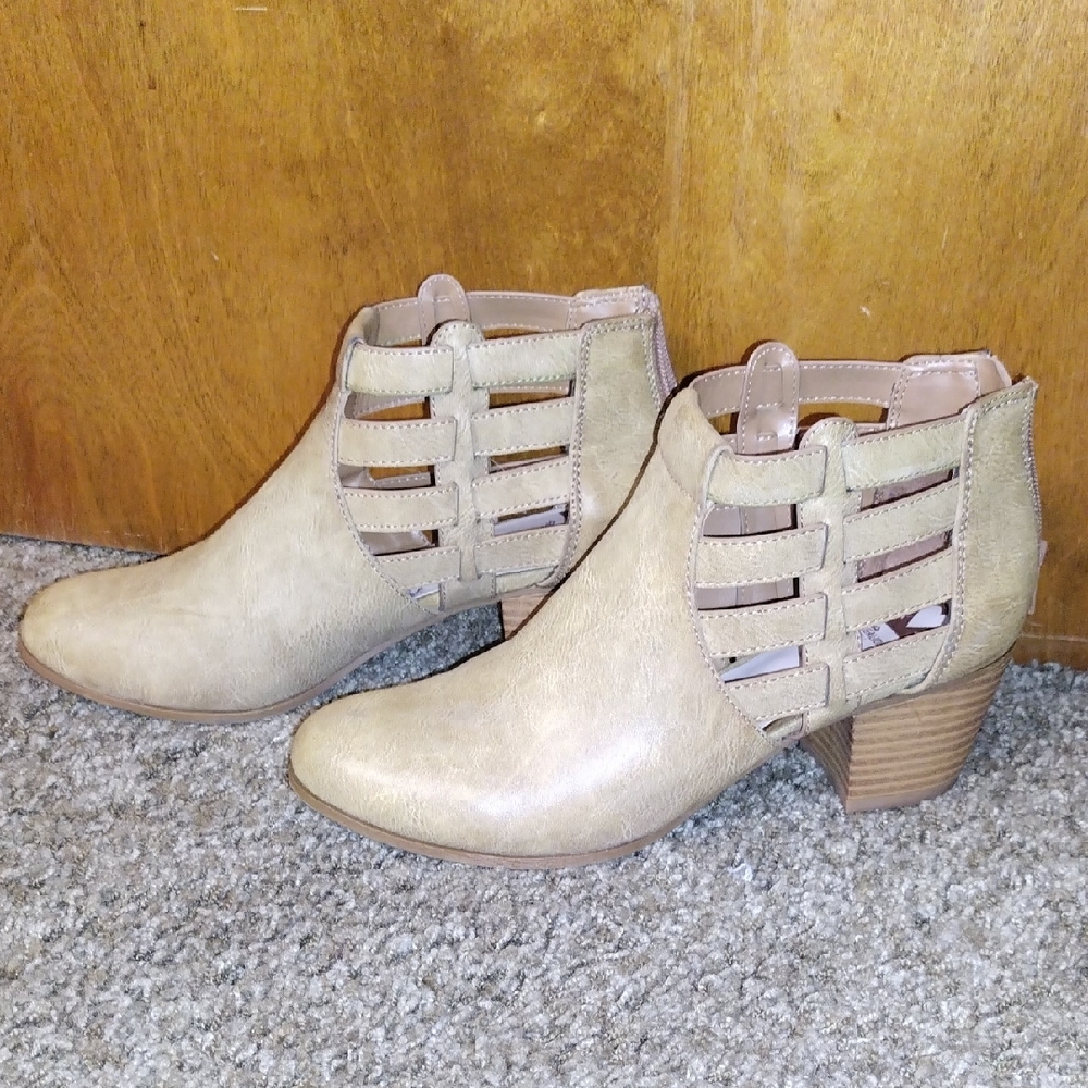 Fergalicious Tan Ankle Booties with Straps